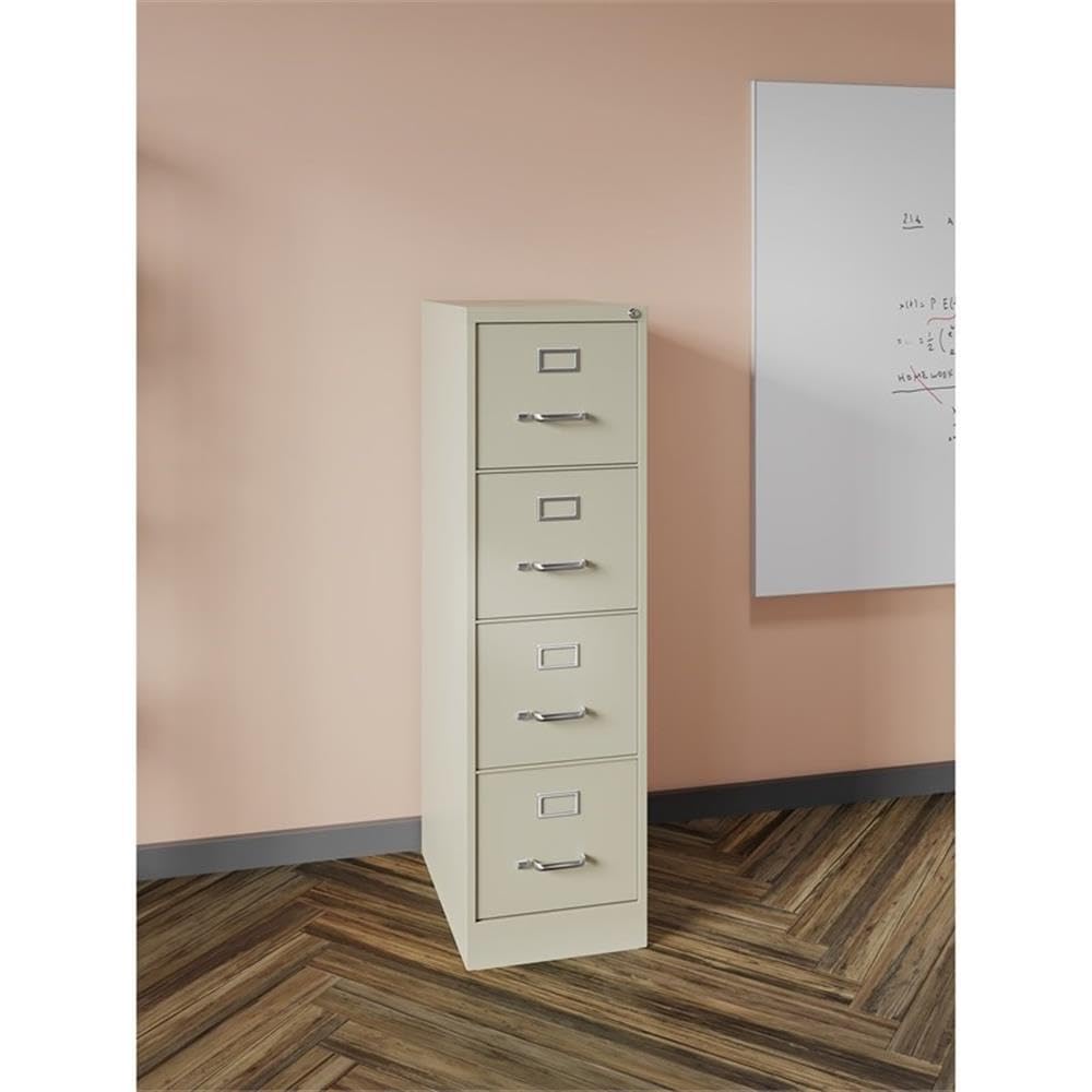 Pemberly Row 4 Drawers 52 Vertical Beige Metal Filing Cabinet Lockable Pre-Assembled Stationary Letter Size for Home Office — view 7