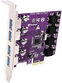 FebSmart 4 Ports USB 3.0 Super Fast 5Gbps PCI Express(PCIe) Expansion Card