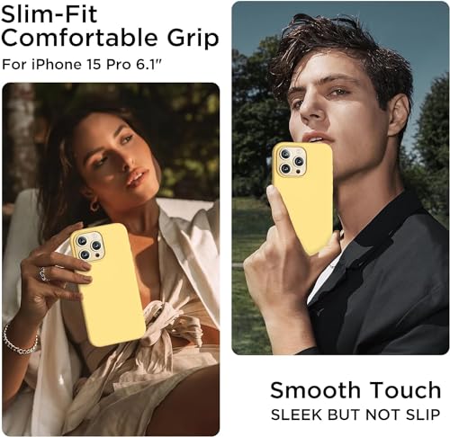 Image of Back Cover for iPhone 13 Pro Case,[Military Shockproof Protection] Liquid Silicone Case with [Soft Anti-Scratch Microfiber Lining for iPhone 13 Pro (Yellow)