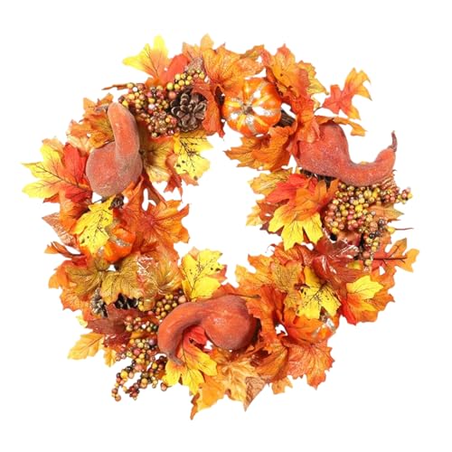 Couronne d'Automne pour Porte d'Entrée | Décoration de Porte Thanksgiving Automne 50 cm,Guirlande Artificielle pour Intérieur Extérieur Printemps Noël Halloween | Ornement Mural Maison Porche