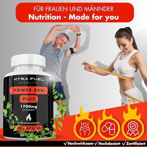 POWER BRN PLUS - Schnelle Formel mit 8-in-1 Rezeptur (hochdosiert) - Apfelessig, Grüntee, Cholin, Zink + weitere - 90 Kapseln mit hoher Bioverfügbarkeit - Premium Cut-Komplex - Vegan & Laborgeprüft – Bild 5