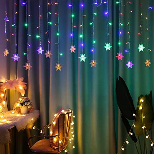 Luzes de cortina de floco de neve, luzes de LED de Natal, corda de cortina para janela decoração de