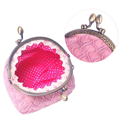 Isuperb® Coin Purse Card Pouch Keys Wallet Cute Classic Jewelry Pouch Clasp Closure Wallet 5.1X3.5X3.2 Inch(Pink) #TOP2