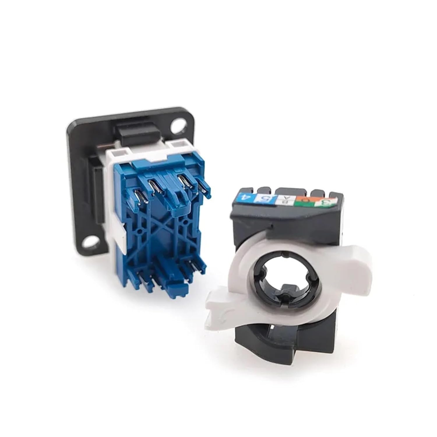 10Pcs D-Type Connector RJ45-CAT6 Ethernet Connection Panel Mount Socket Network CAT5E Connectors(Beige-Single)