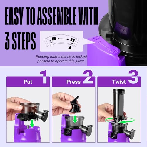 Slow juicer pression douce Ventray Ginnie extracteur à froid violet
