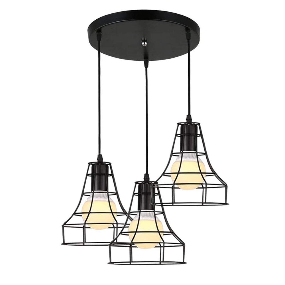 E27 Lámpara industrial vintage Lámpara de salón moderna con cable Lámpara vintage Lámparas de techo para/Cocina/Restaurante/Oficina(3 llamas) Lámpara LED nórdica Lámparas de techo creativas,colgantes