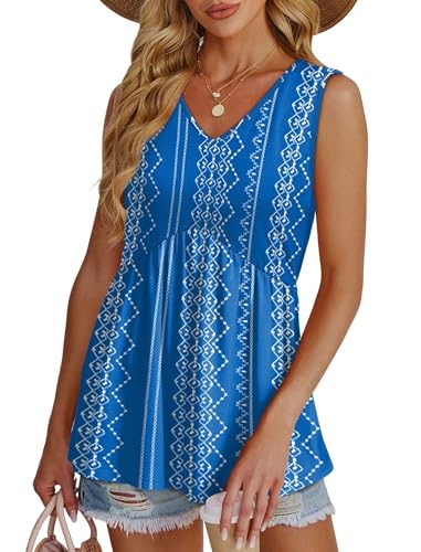 Image of OFEEFAN Womens Tank Tops 2025 Flowy Peplum Tops for Women Dressy Sleeveless V Neck Babydoll Tank Tops