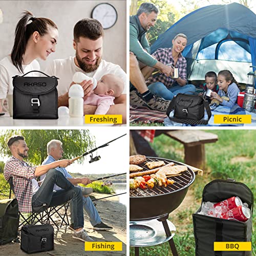 Image of AKASO Soft Cooler Bag 24 Cans Portable Insulated Cooler Bags for Men Reusable Leakproof Cooler Bags for Camping Beach Travel Picnic Boating Fishing Outdoor
