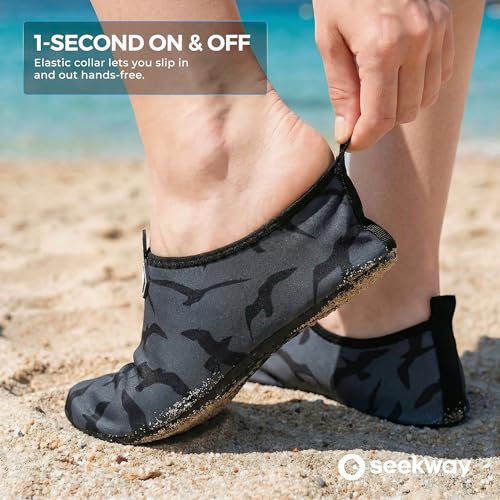 Image of SEEKWAY Water Shoes Women Men Adult Quick-Dry Aqua Socks Barefoot Non Slip for Beach Swim River Pool Lake surf Black SK002(U)