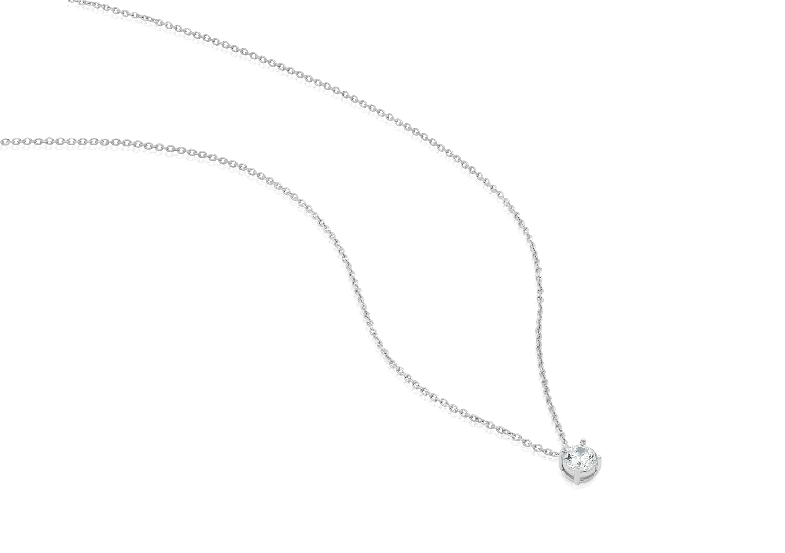 Aka Gioielli ® Light Point Necklace in Rhodium-plated 925 Silver with 5mm Cubic Zirconia Stone Choker for Women adjustable length - Image 2