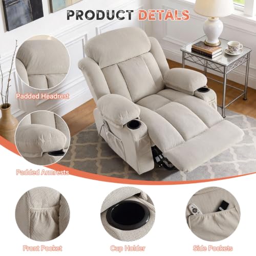 Image of Power Lift Recliner Chair for Elderly with 8-Points Massage and Heat | Electric Lift Assistance,USB Charging Port,2 Cup Holders,Side Pockets,for Living Room