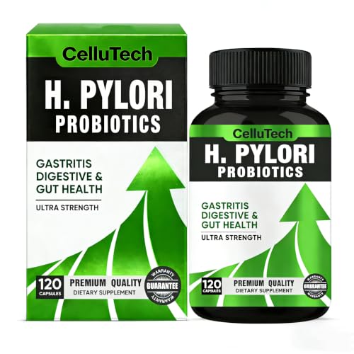 CelluTech H. Pylori Support Probiotic for Stomach & Digestive Health | Gut-Comfort Formula with L. reuteri & B. subtilis | 120 Vegan Capsules