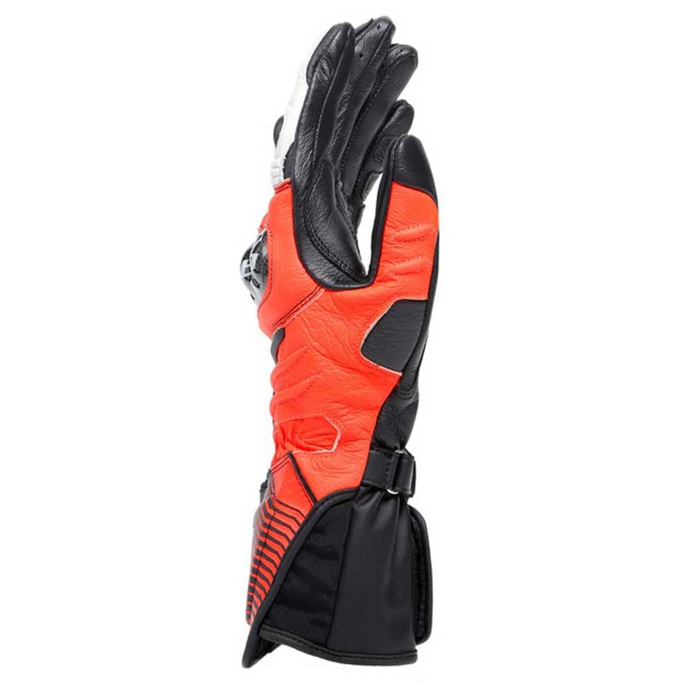 Dainese - Carbon 4 Long Gloves, Lange Sport-Motorradhandschuhe aus Leder, Knöchelschoner aus Carbon, Mann, Schwarz/Fluo-Rot/Weiß, XXL