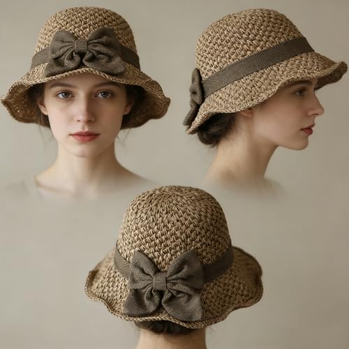 Sombrero de crochet para mujer con ala estrecha miniatura 4