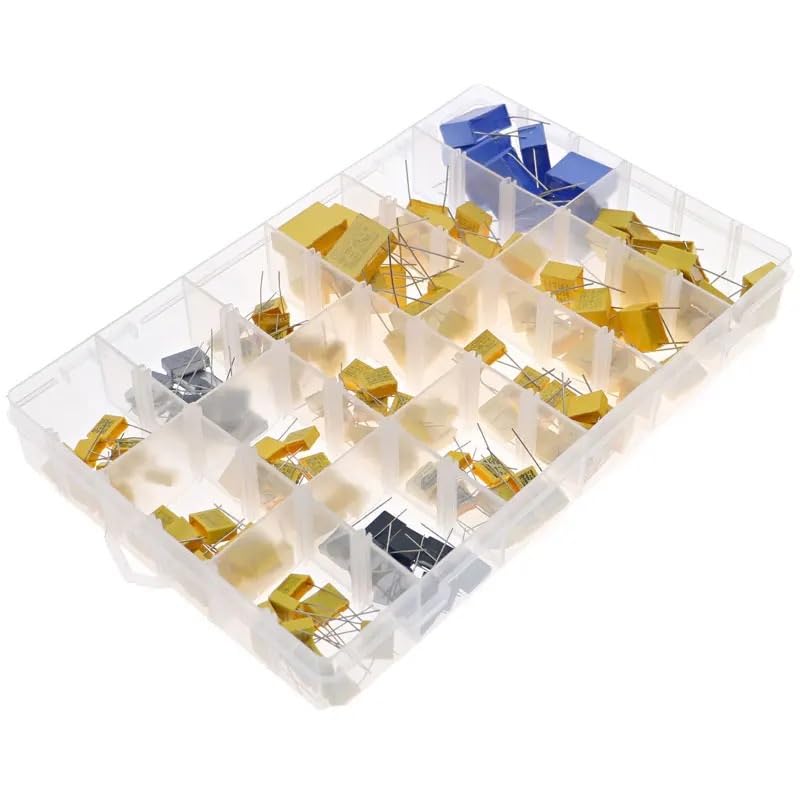 Kit Assortito di condensatori da 150 Pezzi, 150 valori x 10 Pezzi X2 275 V CA, 0,022 uF - 0,68 uF, Set di condensatori Fai da Te in Pellicola di Polipropilene