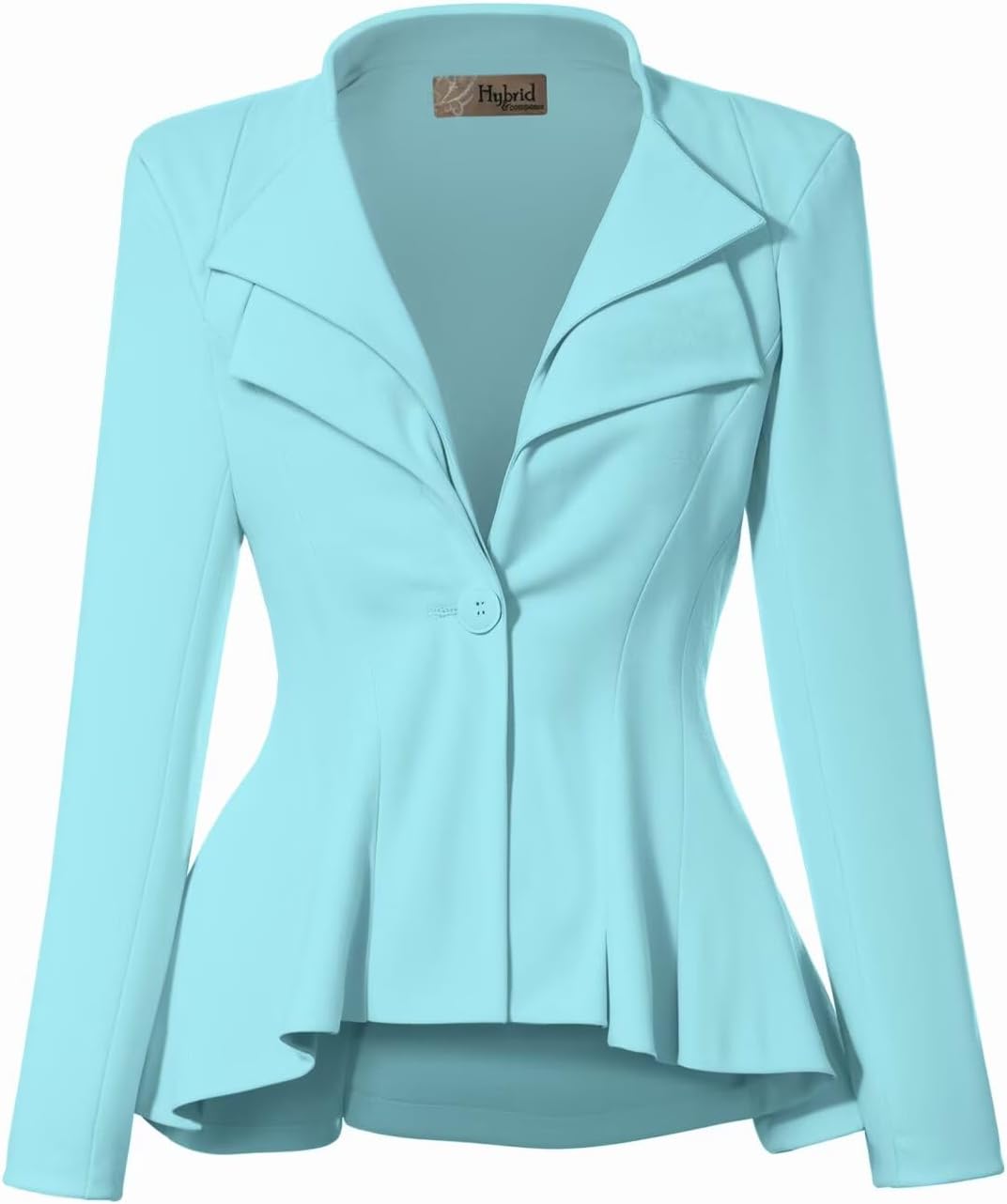 womens Classic Casual Work Office Dressy Double Lapel Single Button Peplum Comfortable Blazer