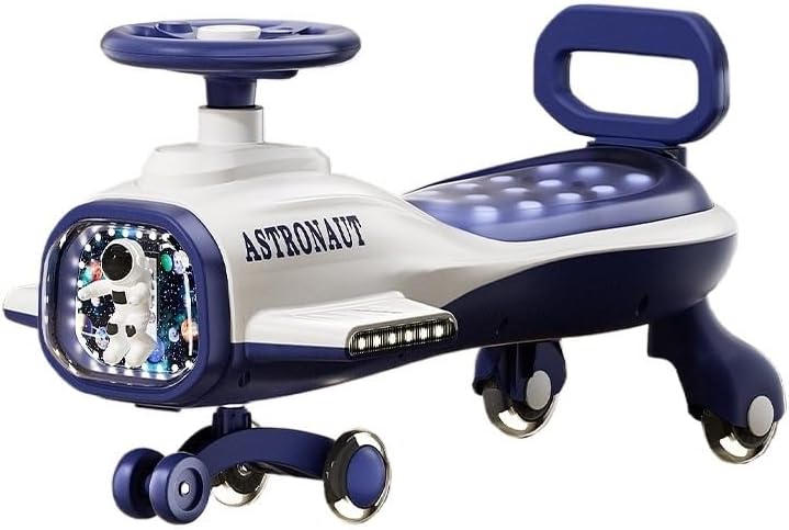 Toy Cars Wiggle Car with Pedal, Ride On Toy Anti-Rollover with Music Silent Flashing Wheels Headlights(Blue)