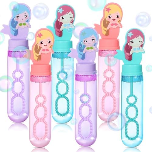 Montchi 24 Pack Mermaid Bubble Wands for Kids Bubbles Party Favors Mini ...