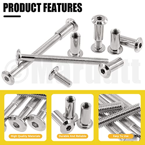Mardatt 141 Pcs 14 Size M6X16Mm-80Mm Silver Nickel Plated Hex Drive Socket Cap Bolts Assortment Kit With Hex Key Countersunk Screw Barrel Nuts Binding Screws For Crib Belt Buckle Cabinet Furniture #TOP2