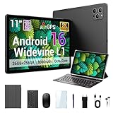WITFOCUS 2026 11 Inch Android 16 Tablet Large Storage Tablet,256GB ROM 36GB RAM (1TB TF),2K IPS,(2000x1200) Widevine L1,T615 8-Core,8000mAh,8+13MP,5G/2.4G WiFi with Keyboard Case Stylus- Black