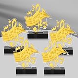 WATINC Trophy Award Acrylic Plaques - 6PCS Music Gold Winner Prize Medals Gift Decorations for Tournaments, Small Musical Competitions Trophies Tabletop Sign Decor for Kids and Adults Party Supplies