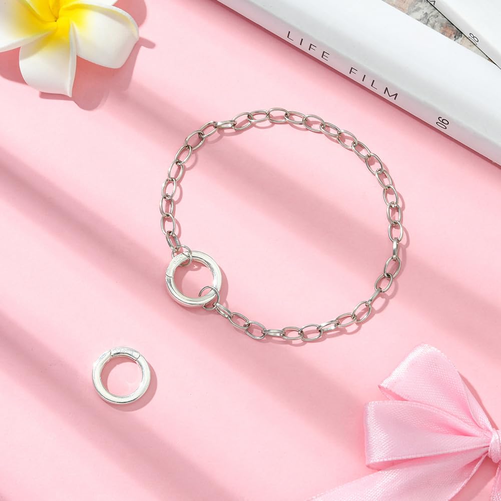 SUNNYCLUE 1 scatola di 2 anelli a molla in argento Sterling 925 per cancelli, clip per bracciali, collane, chiusure a moschettone, chiusure a scatto, per la creazione di gioielli, accessori fai da te