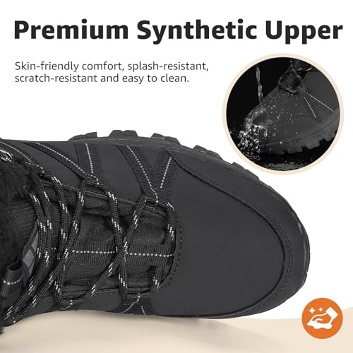 Mishansha Winterschuhe Damen Gefüttert Winterstiefel Warm Wasserdicht Wanderschuhe Rutschfeste Outdoor Schwarz 40 EU