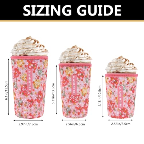 Image of 3 Pack Reusable Sleeve for Iced Coffee Cup, Coffee Neoprene Sleeve for Iced&Hot Drinks, Coffee Sleeve Compatible with Starbucks, Dunkin Coffee Cup. (Bouquet Spring)