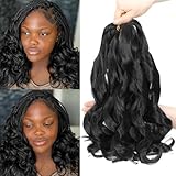 GetMaige French Curl Braiding Hair 12 Inch 8 Packs Pre Stretched Hair For Black Women 50g/Pack Loose Wavy Braiding Hair Synthetic Hair Extensions (12 Inch,8 Packs,1B)