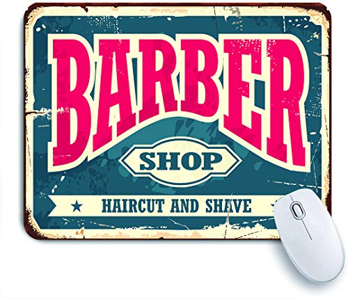 Medium Mauspad,Friseur-Hipster-Haarschnitt und rasieren Vintage-Zeichen,Laptop Tischunterlage wasserdichte Schreibunterlage für Büro Gaming