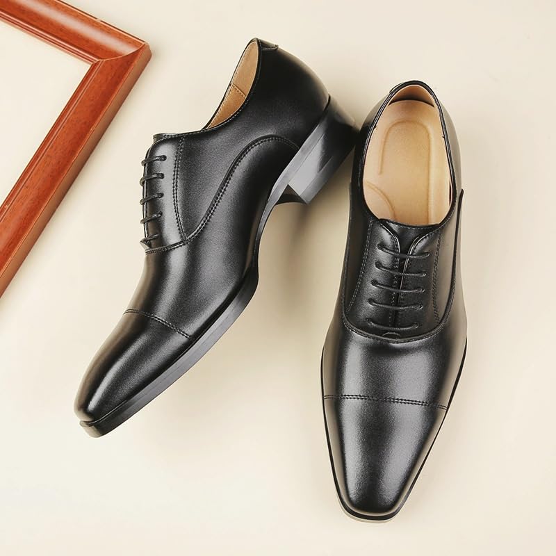 Mens Dress Oxford Formal Shoes Lace-up Non Slip Anti-Slip Shoe for Casual Wedding Party Prom Breathable Top-Grain Leather Evening3