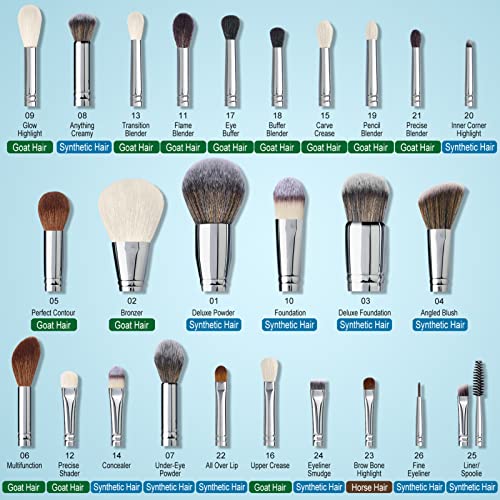 Bueart Design 30Pcs Best Makeup Kit Gift Real Natural Real Goat Hair Bristle Professional White Labeled Makeup Brushes Set With Travel Case Bag, Foundation Face Blending Blush Concealers Eyeshadow Make Up Brush Set #TOP5