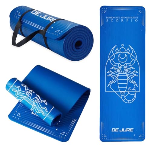 Image of De Jure Fitness Yoga Mat for Women and Men, 10mm Extra Thick Non-Slip NBR Exercise Mat for Yoga, Pilates, Gym & Floor Workouts - with Carry Strap - Scorpio