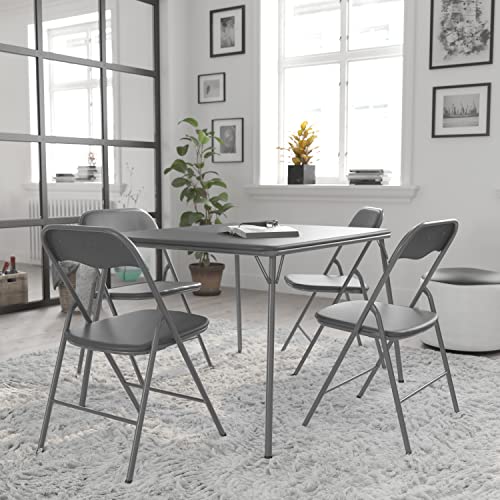 Flash Furniture Madison 5 Piece Gray Folding Card Table And Chair Set, Grey #TOP12