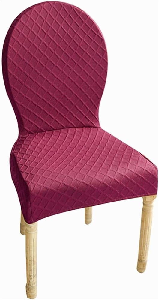LUXRUBDining Round Back Chair Covers 1/2/4/6 Pack Elastic Kitchen Seat Chair Slipcovers Washable Armless Accent Chair Protector Case Stretch Hotel Banquet Stool Cover (Color : Burgundy, Size : 2PCS)