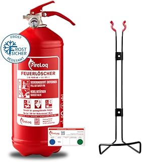 2kg Pulver Feuerlöscher für Brandklasse ABC mit 13A | 89B | C ergibt 4 LE Dauerdruck inkl. Prüfnachweis,Wandhalter und Manometer