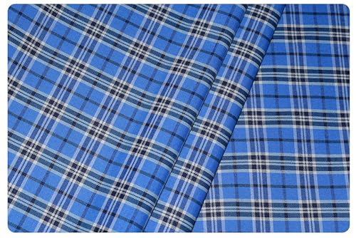Image of Arvind Men's Cotton Poly Blend Checkered Unstitched Shirt Fabric (NM25J7)