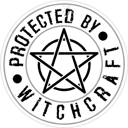 Vinyl Stickers Protected by Witchcraft Wicca Wiccan Witchcraft Pagan (Diameter 3.5 inches)