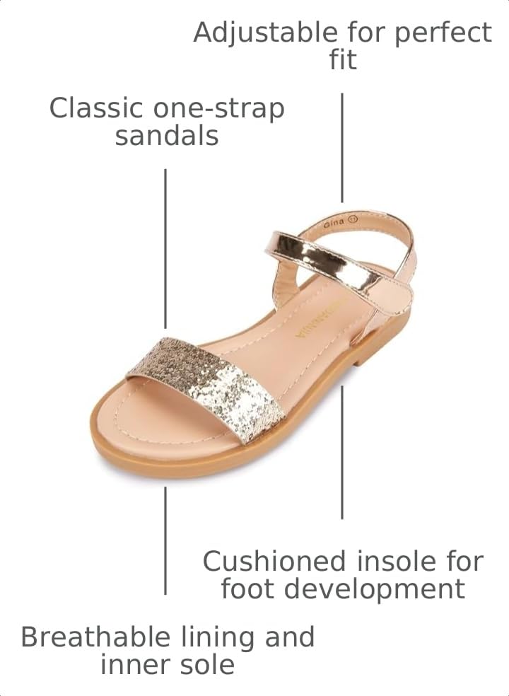 Image of PANDANINJIA Girls Sandals Open Toe Summer Flats Dress Shoes