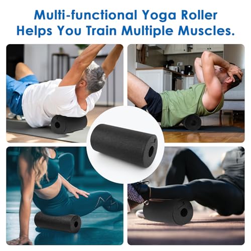 Rouleau de Massage, 30 x 15 cm Professionnel Foam Roller Pilates, Rouleau Massage Musculaire en Mousse, Rouleau de Fascia pour le Dos, la Taille, les Hanches et les Jambes (Dureté Moyenne, Noir) – Image 6