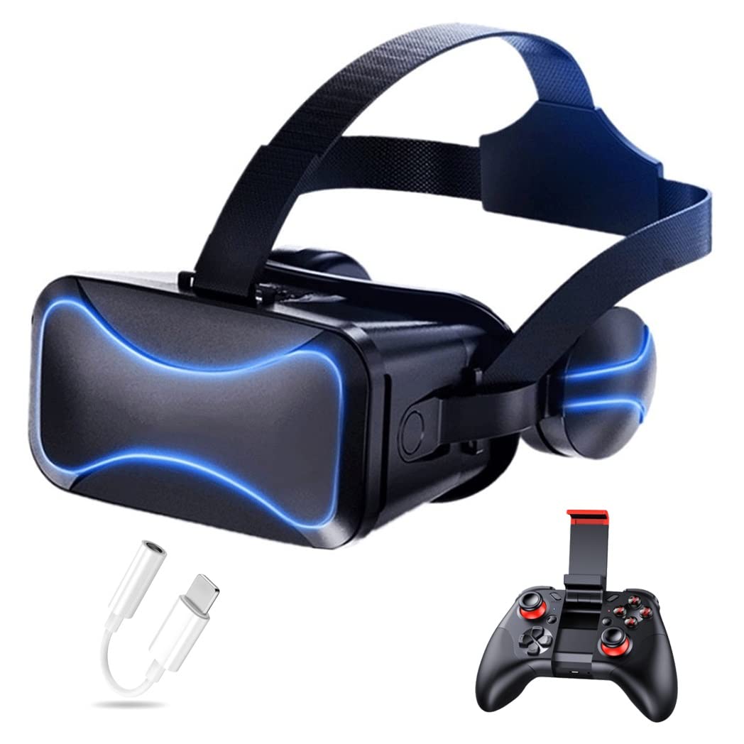 Gafas de Realidad Virtual, 3D VR Gafas con Controlador Bluetooth para Juegos Visión Panorámico VR Glasses para iPhone 13 Pro Max/13 Pro/13/12/11, para Samsung Galaxy S21, Huawei, Xiaomi ( Size : Ios )