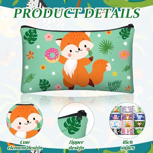 Image of Affrolling 36 Pcs Cartoon Animal Pencil Case Bulk Cute Cartoon Pencil Pouch Multicolor Canvas Pen Bag Organizer with Zipper Stationery Back to School Supplies(Adorable)