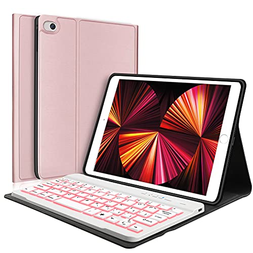 One-Day Sale: Up to 70% Off iPad Mini Keyboard Case - Boriyuan 7 Colors Backlit Detachable White Keyboard Slim Leather Folio Smart Cover for Apple iPad Mini 5 2019/iPad Mini 1 2 3 4 - Rose Gold