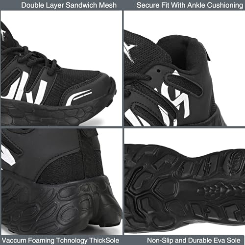 Image of Kraasa Men's Lace Up Running Shoes Comfortable Ultra Light Breathable Non Slip Walking Shoes Casual Fashion Sneakers