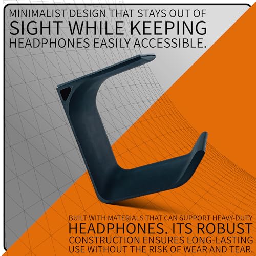 Image of SPROSO Headphone Stand Holder | Under Desk Hook & Cable Organizer | Stick-On Adhesive | Superior-Grade ABS | Includes Surface Cleaning Wipes for Easy Setup & Organization (Black, Pack of 4)