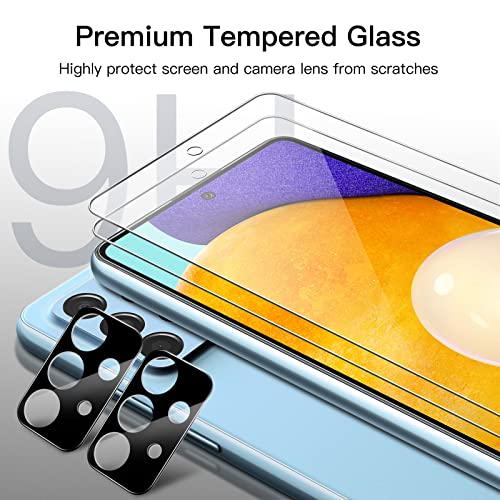 Jetech Screen Protector For Samsung Galaxy A52 / A52 5G / A52S 5G With Camera Lens Protector, Tempered Glass Film, Hd Clear, 2-Pack Each #TOP3