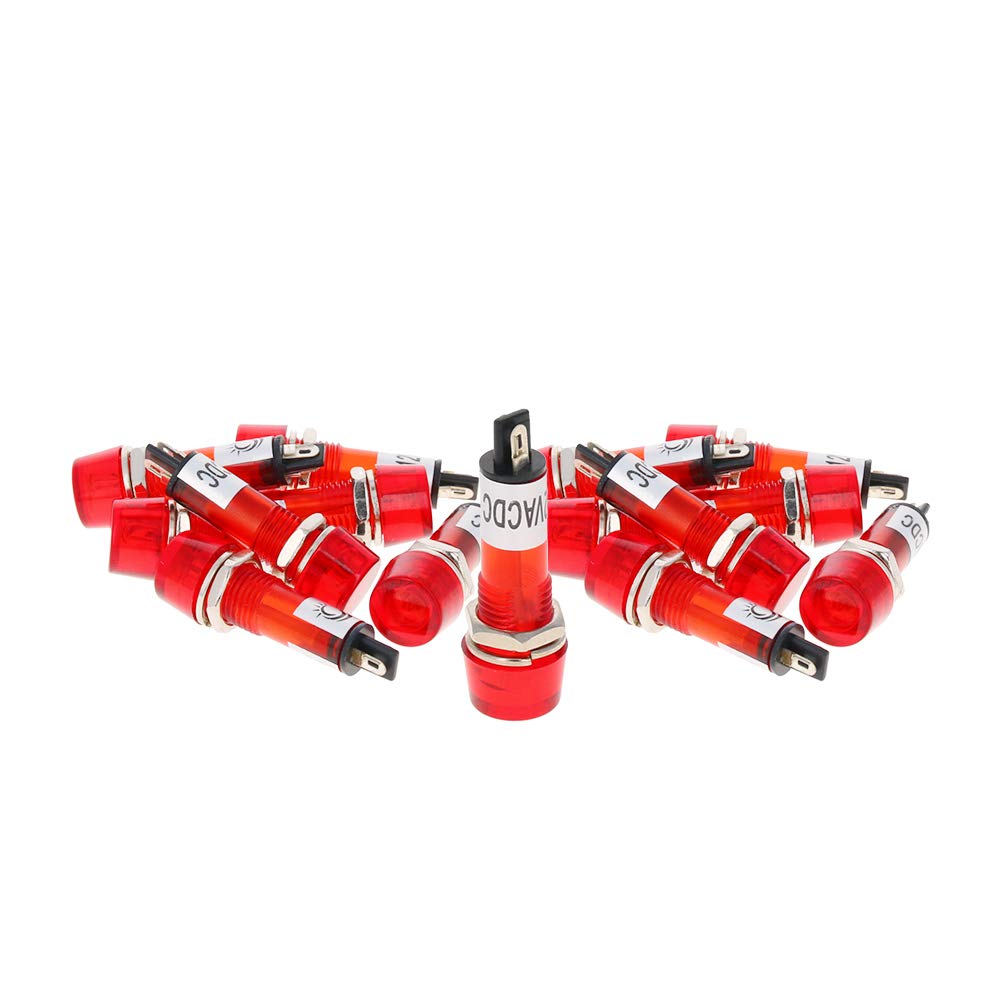 Othmro 100pcs Neon Signal Indicator Lights - Red Panel Mount Dash LEDs, DC 220V - View #10