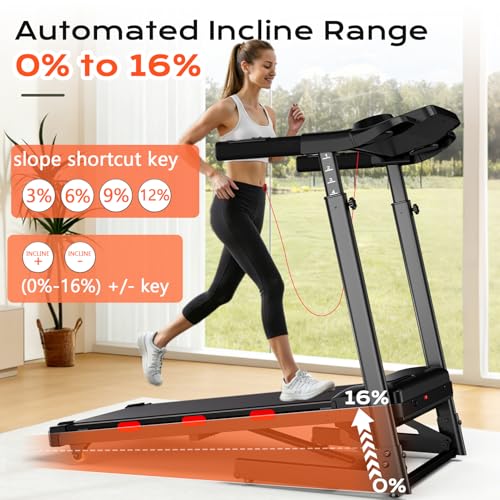 Image of Treadmills for Home with 20% Auto Incline - Wide Belt, 8.7MPH Max Speed, 450LBS Capacity, 3.5HP Adjustable Height Handle Bars