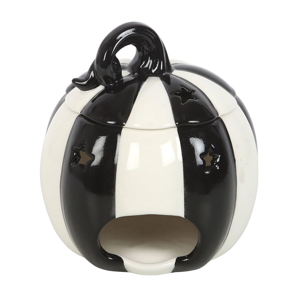 Something Different Black/White Strange & Unusual Striped Pumpkin Oil Burner (One Size) ()