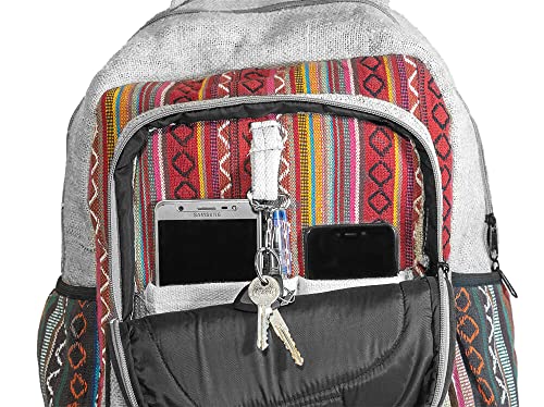 Ojas Yatra Natural Red Hemp Backpack Large - Boho Hippie Himalayan Bag For Travel & Festivals - Eco-Friendly Handmade Backpacks For Laptop & College #TOP2
